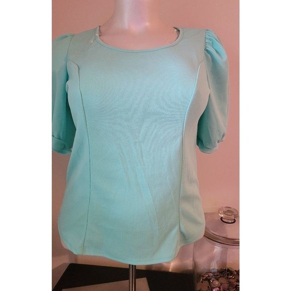 Plus size puff Sleeve top. - Picture 2 of 8